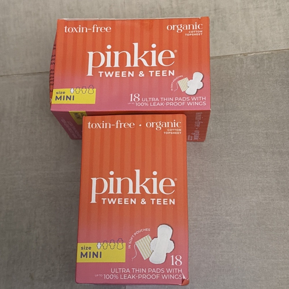 Pinkie Tween & Teen Mini Pads Organic Cotton Toxin-Free Size Mini 2 Pack 36ct